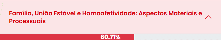 Barra de progresso do módulo no AVA, logo abaixo do nome do módulo, mostrando o percentual concluído